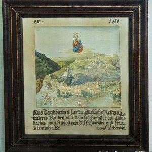 Votivbild Kloster Säben, Marienkapelle - Rettung eines Kindes aus Hochwasser 1921