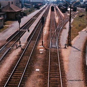 St. Pölten, Alpenbahnhof mit Mariazellerbahn 1973