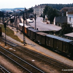 St. Pölten, Alpenbahnhof mit Mariazellerbahn 1973