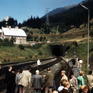 Erzbergbahn am Bahnhof Eisenerz 1973