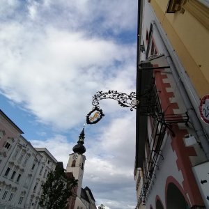 Wirtshausausleger mit einem goldenen Löwen