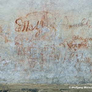 Wallfahrtskirche Mariä Geburt Tschengls - Rötelinschriften