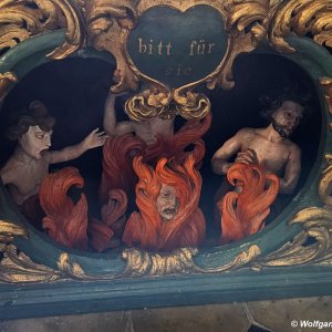 Arme Seelen Relief, Pfarr- und Wallfahrtskirche Mariä Geburt in Tschengls