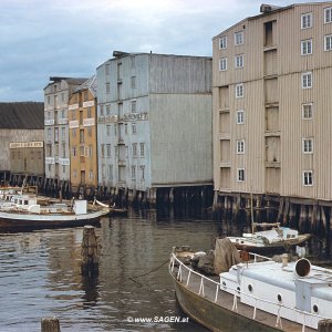 Bryggene (Lagerhäuser) Trondheim im Jahr 1963
