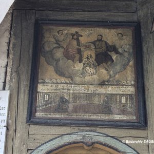Holztafel ländlich-religiöse Volkskunst, Massing, Bayern