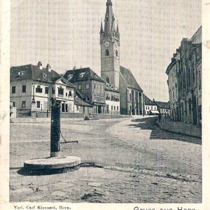 "GRUSS AUS HORN" - Niederösterreichisches Stadtbild aus der Zeit um 1900.