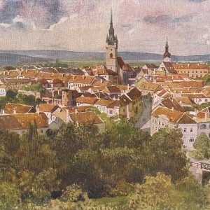 Stadt Horn nach einem Aquarell um 1917. Niederösterreich.