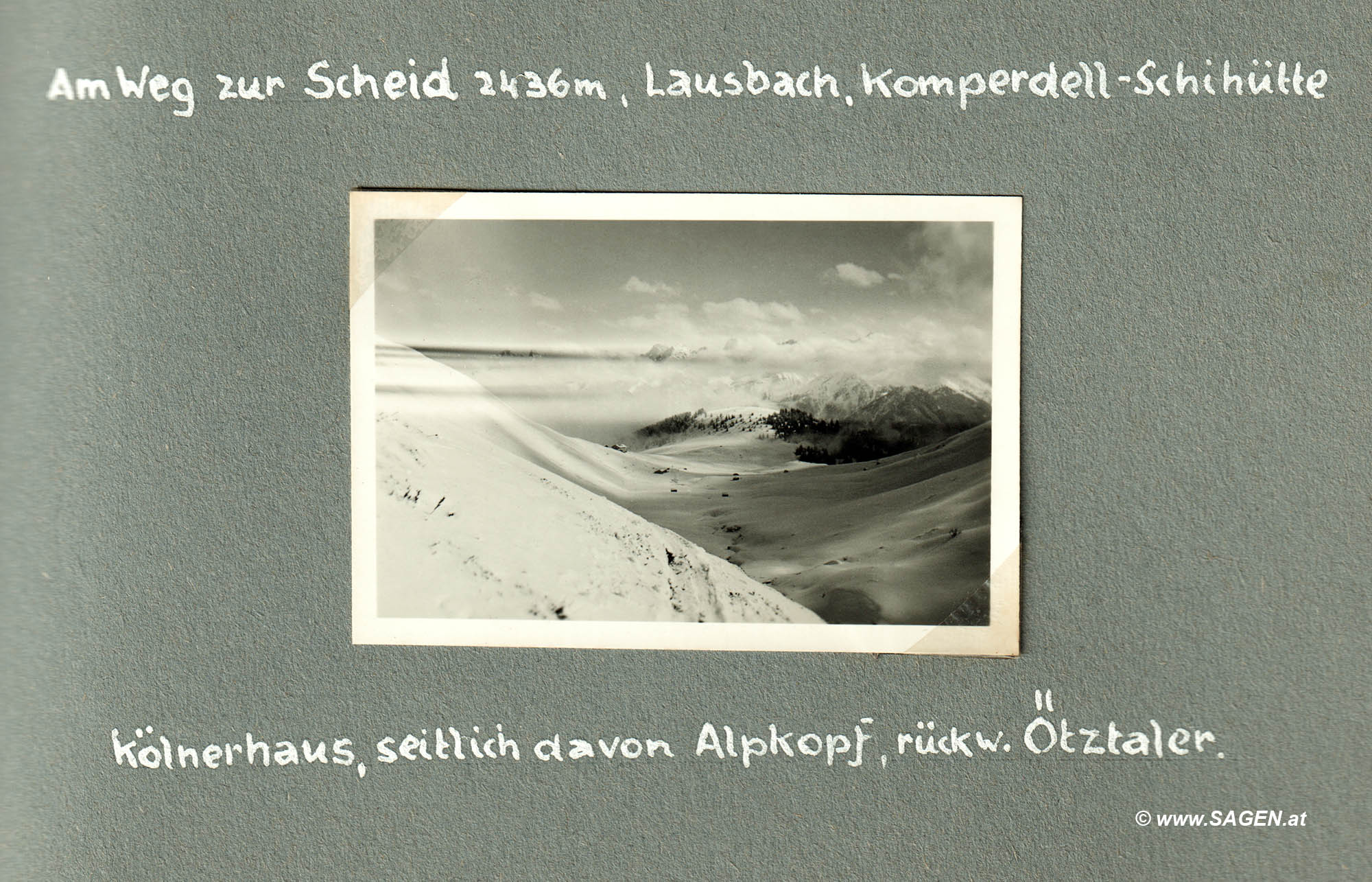 Am Weg zur Scheid (Schi-Urlaub 1936 in Serfaus, Tirol)