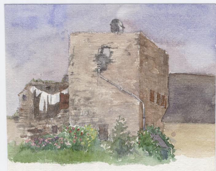 Aquarell bewohnte Turm ohne Signatur 6 IX 12