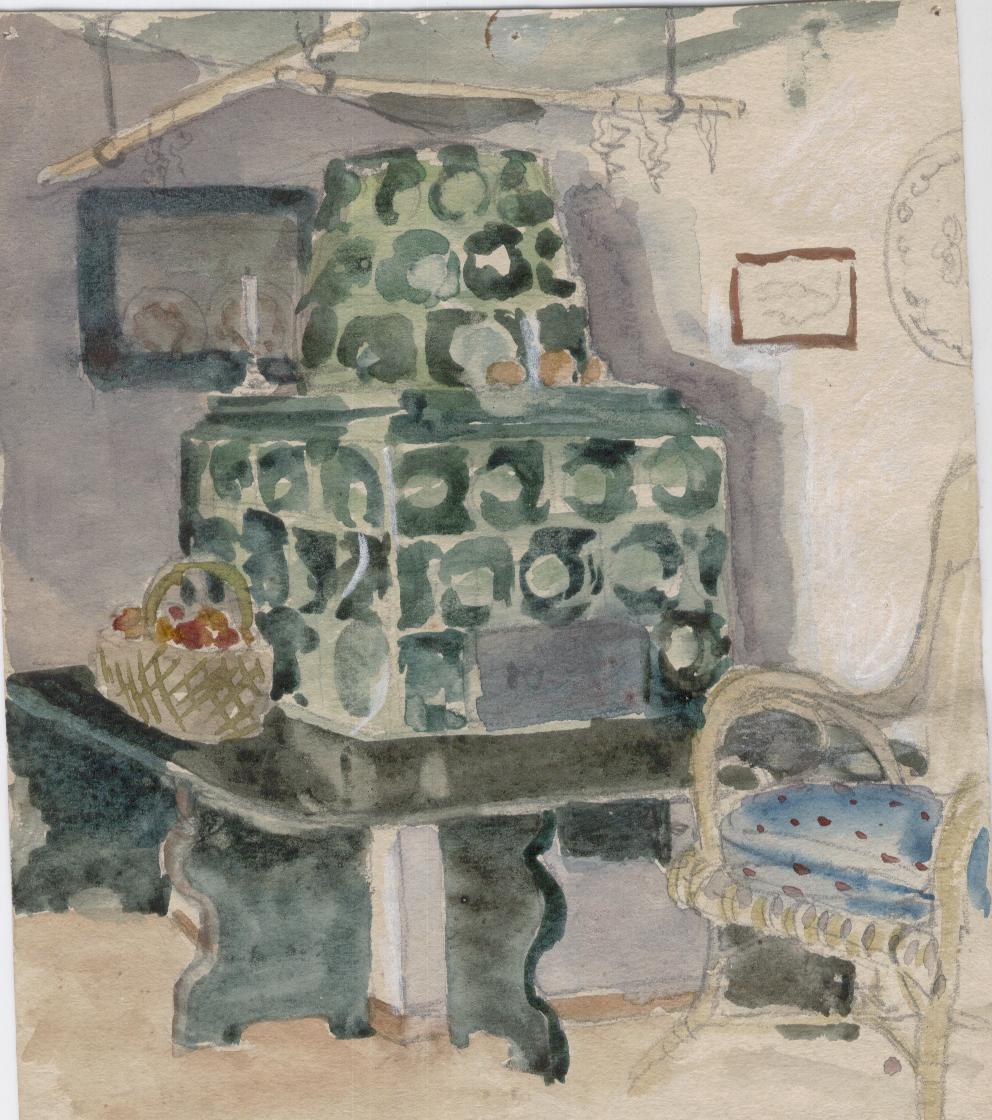 Bauernstube Aquarell ohne Signatur Nachlass Ada Hochstetter vermutlich bevo