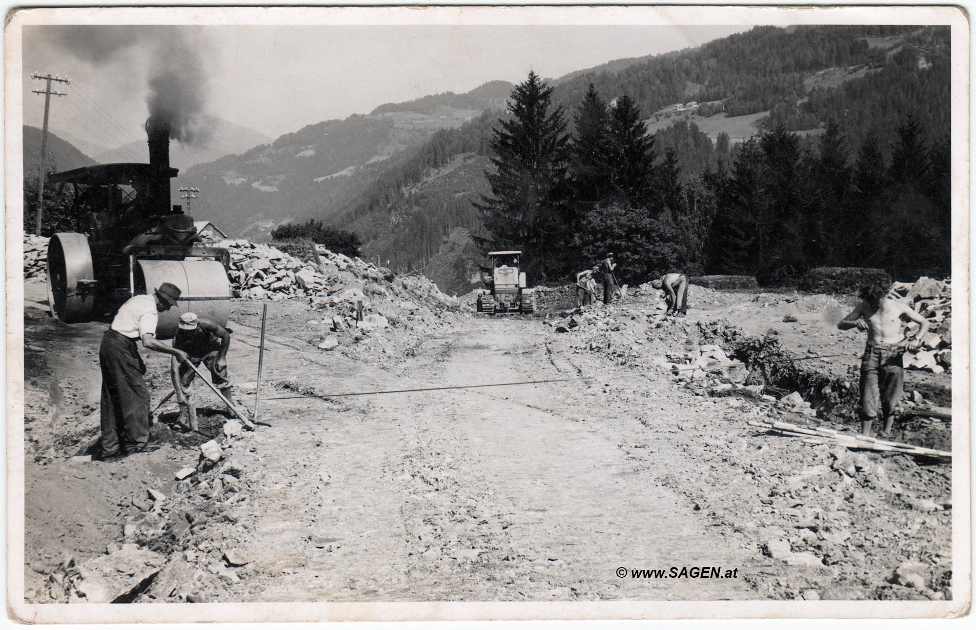 Baustelle Straßenbau 1950er Jahre