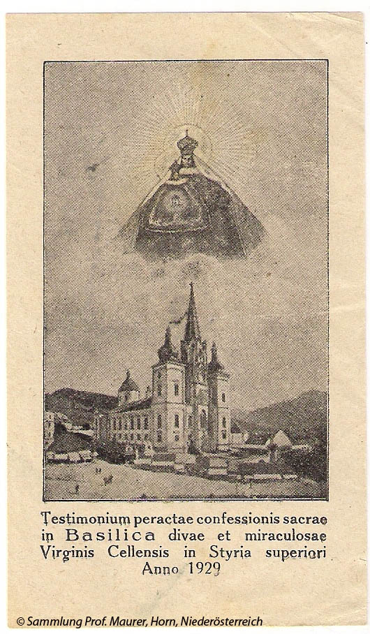 Beichtzettel von Mariazell aus dem Jahr 1929