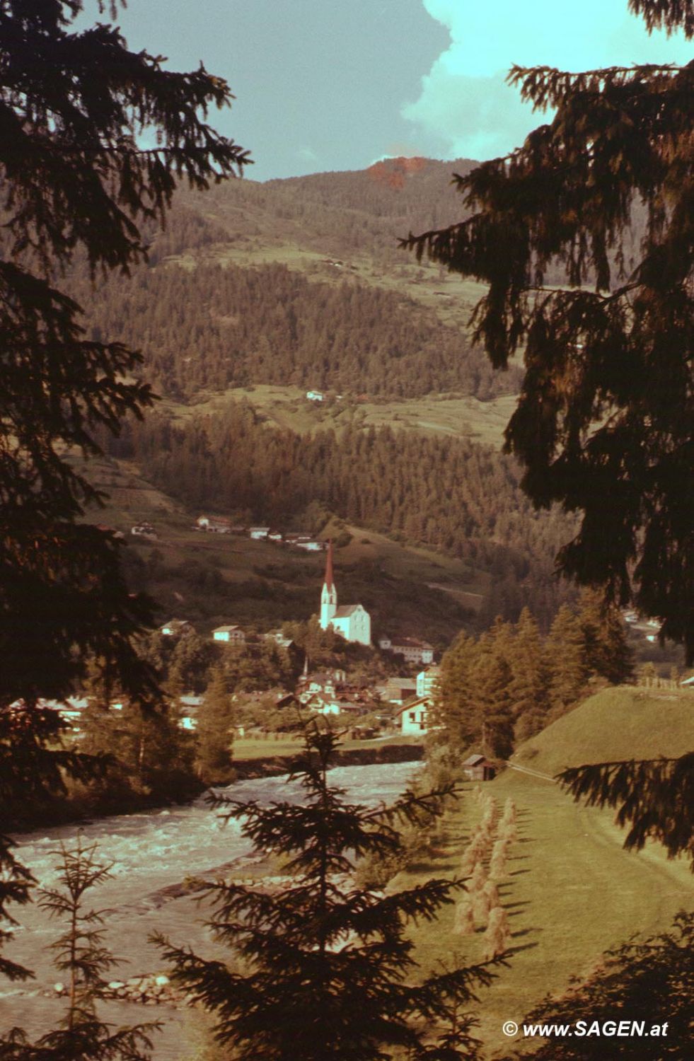 Blick auf Oetz, Ötztal, Tirol, 1970er Jahre