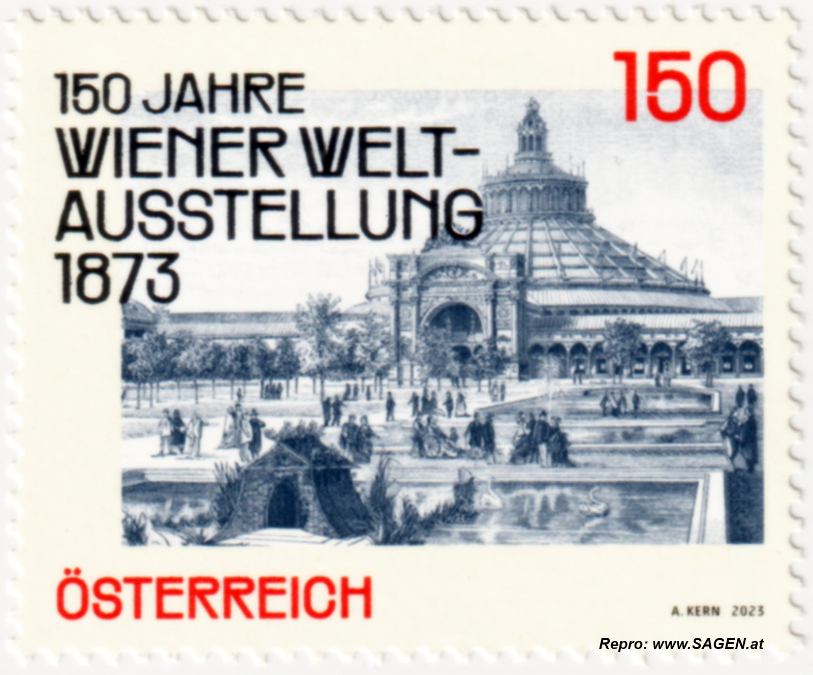 Briefmarke "150 Jahre Wiener Weltausstellung"