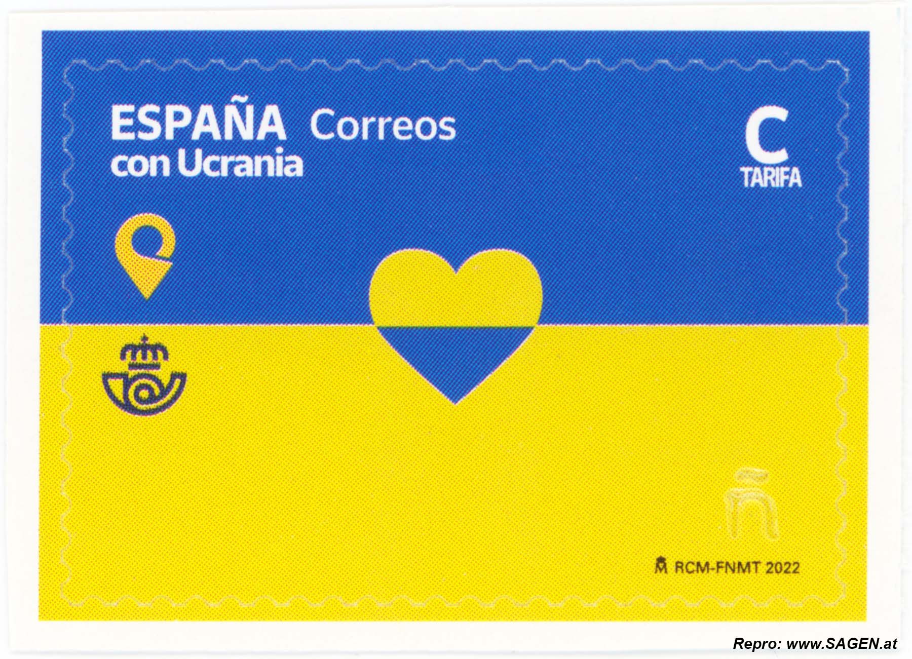 Briefmarke Spanien Solidarität mit der Ukraine