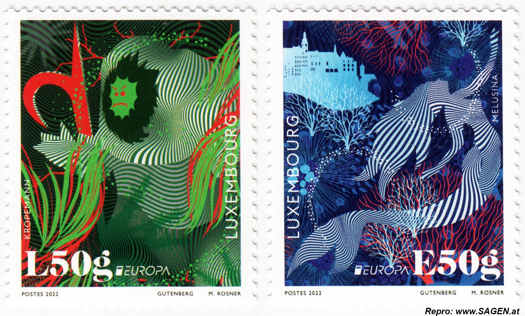 Briefmarken Luxemburg: Kropemann, Melusina