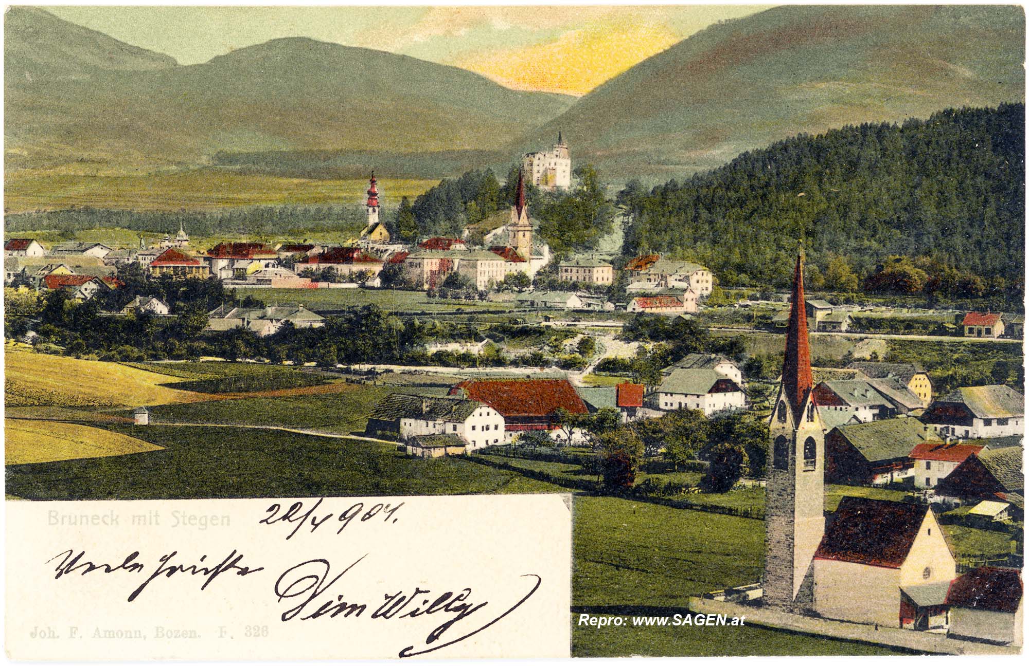 Bruneck mit Stegen um 1903