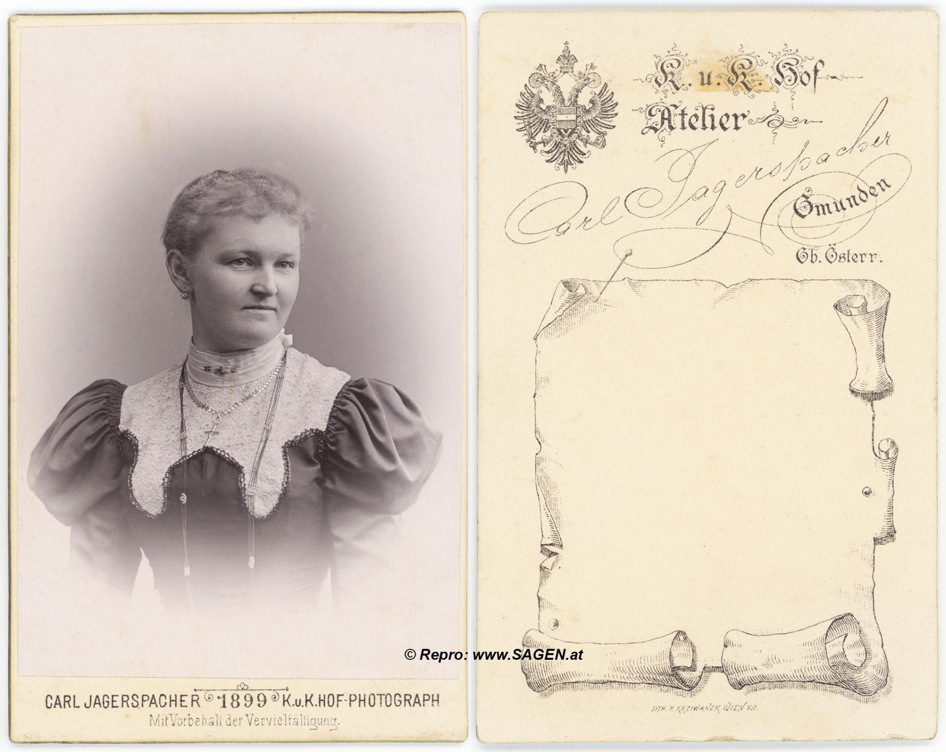 CdV Damenporträt Atelier Carl Jagerspacher Gmunden