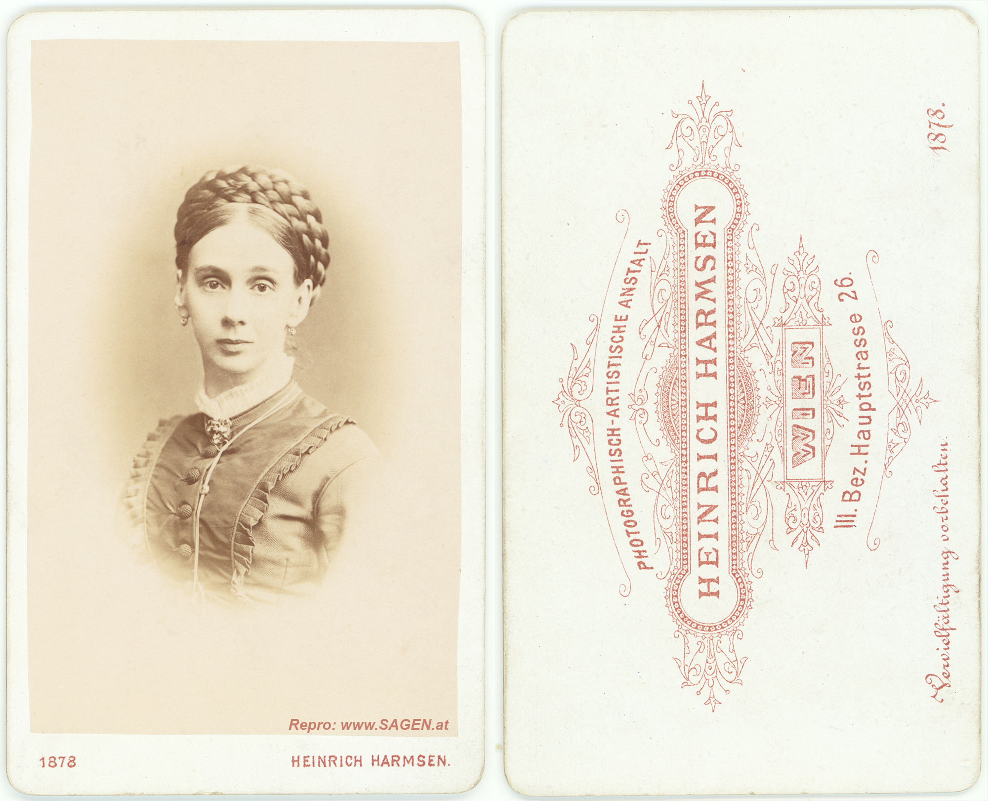 CdV Damenporträt Atelier Heinrich Harmsen im Jahr 1878