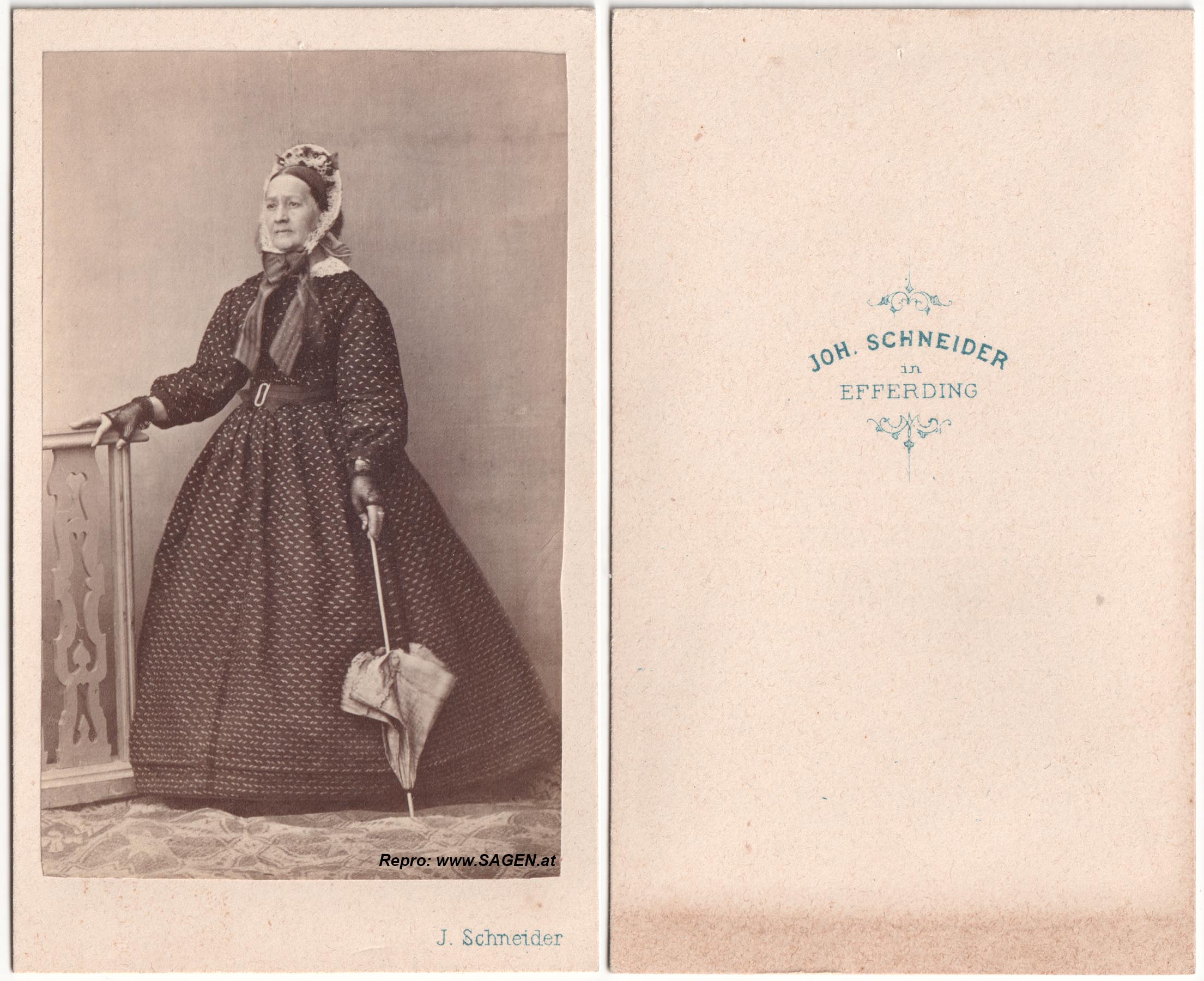 CdV Damenporträt Joh. Schneider Eferding 1860er Jahre