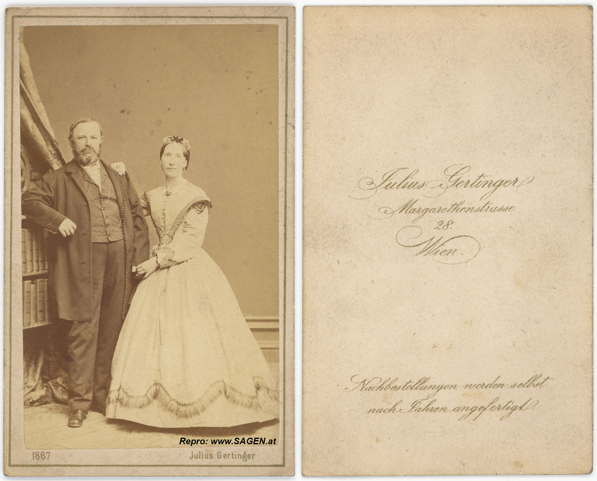 CdV Ehepaar Fotoatelier Julius Gertinger, Wien 1867