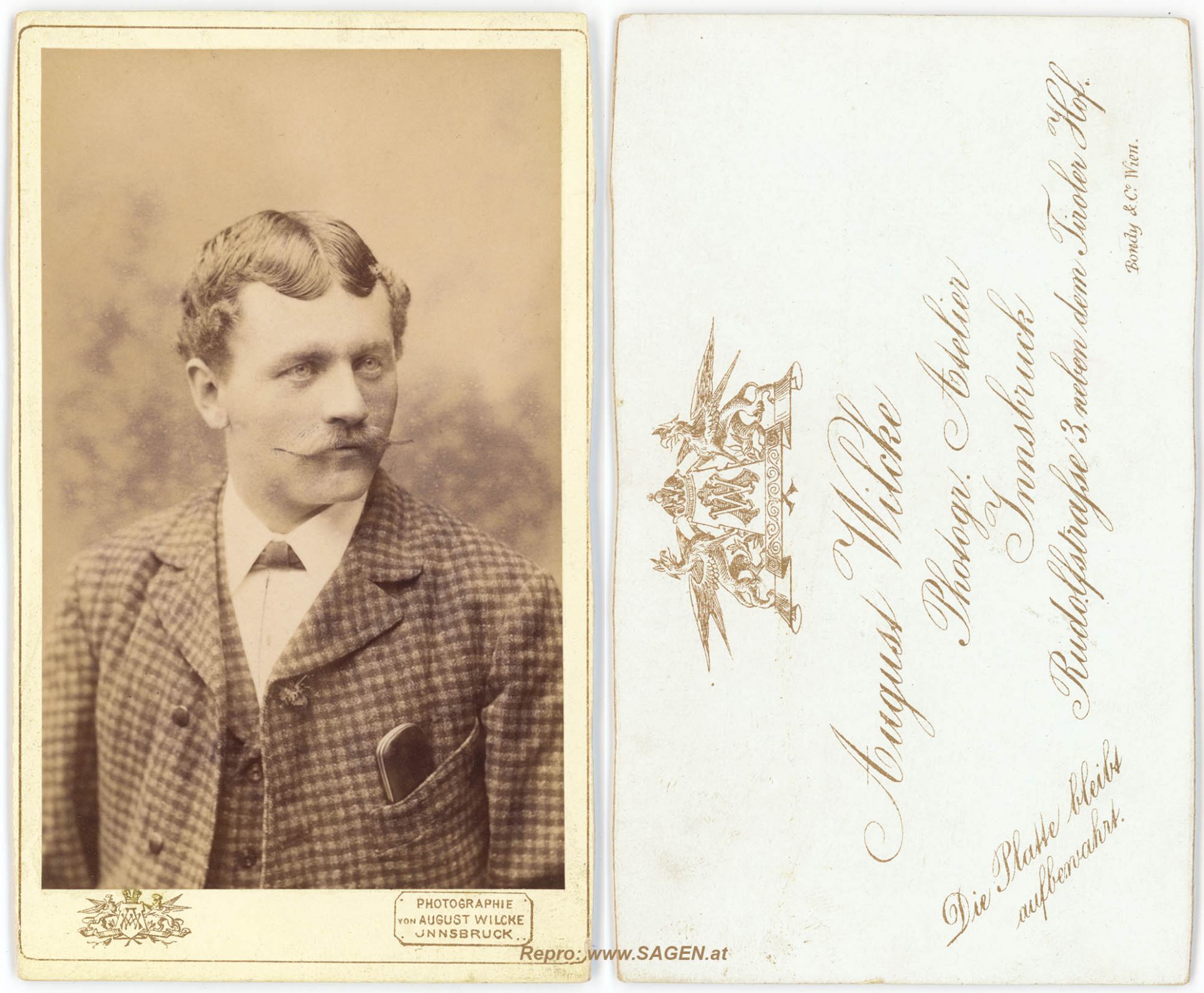 CdV Herrenporträt Atelier August Wilcke Innsbruck