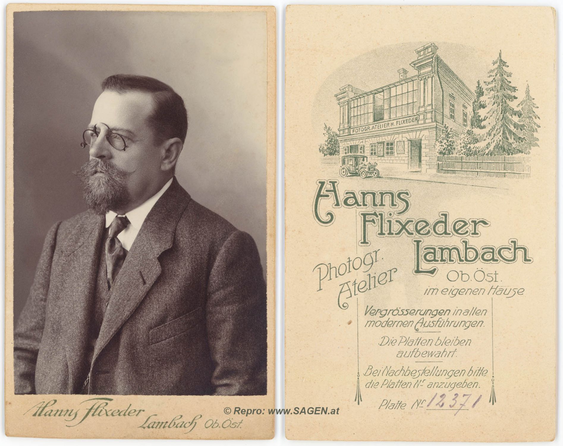 CdV Herrenporträt Atelier Flixeder, Lambach