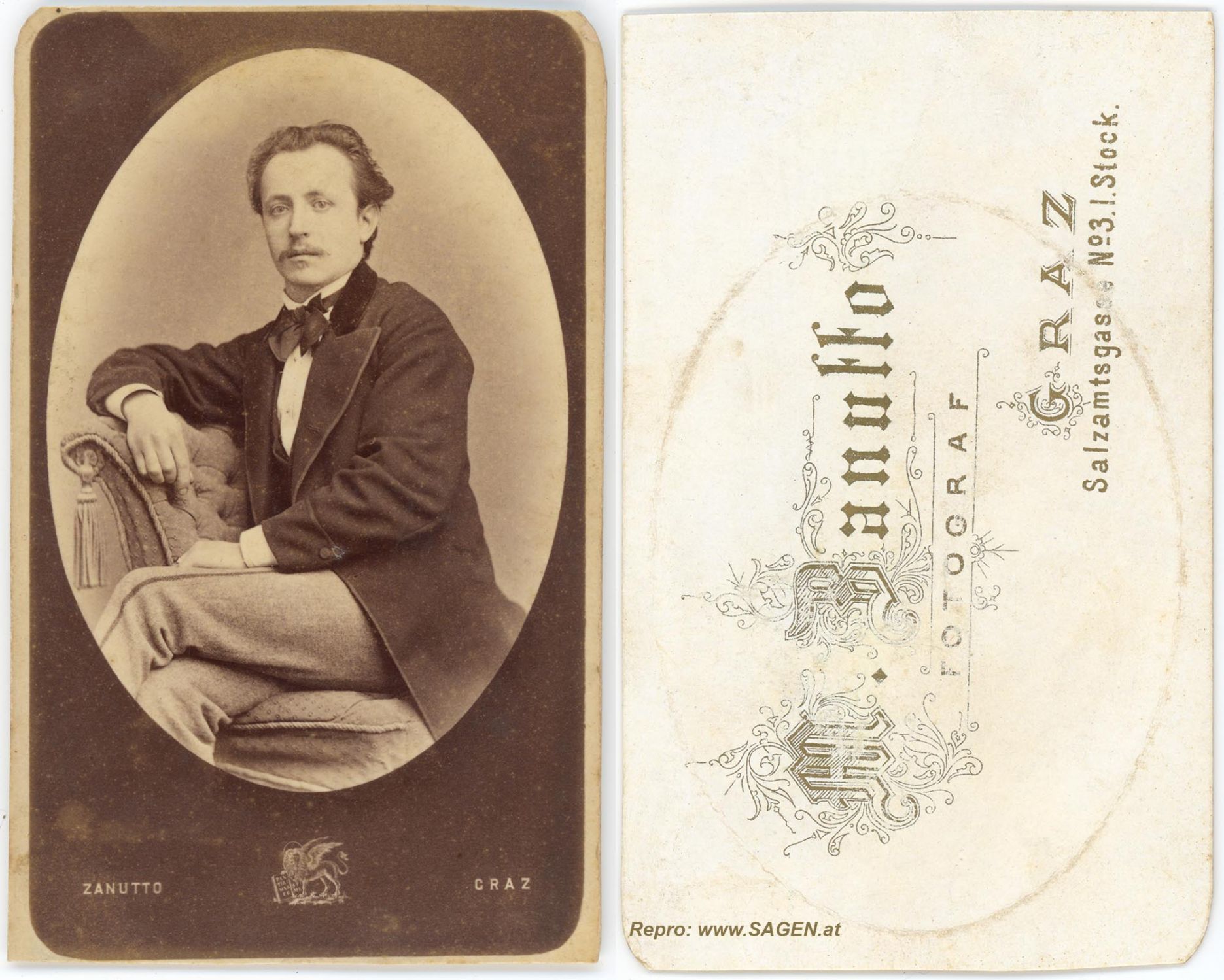 CdV Herrenporträt, Atelier Michael Zanutto, Graz