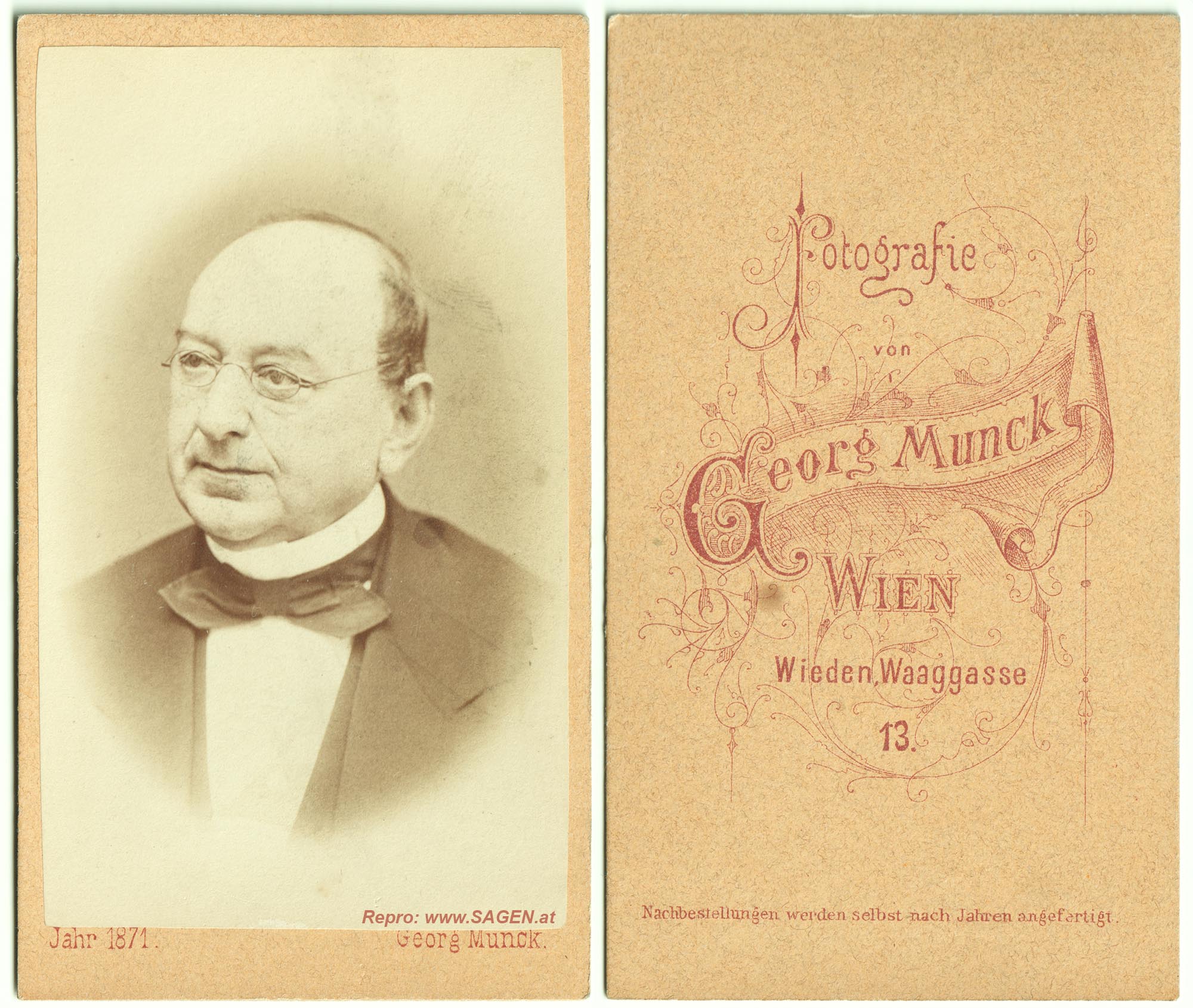 CdV Herrenporträt im Atelier Georg Munck, Wien 1871