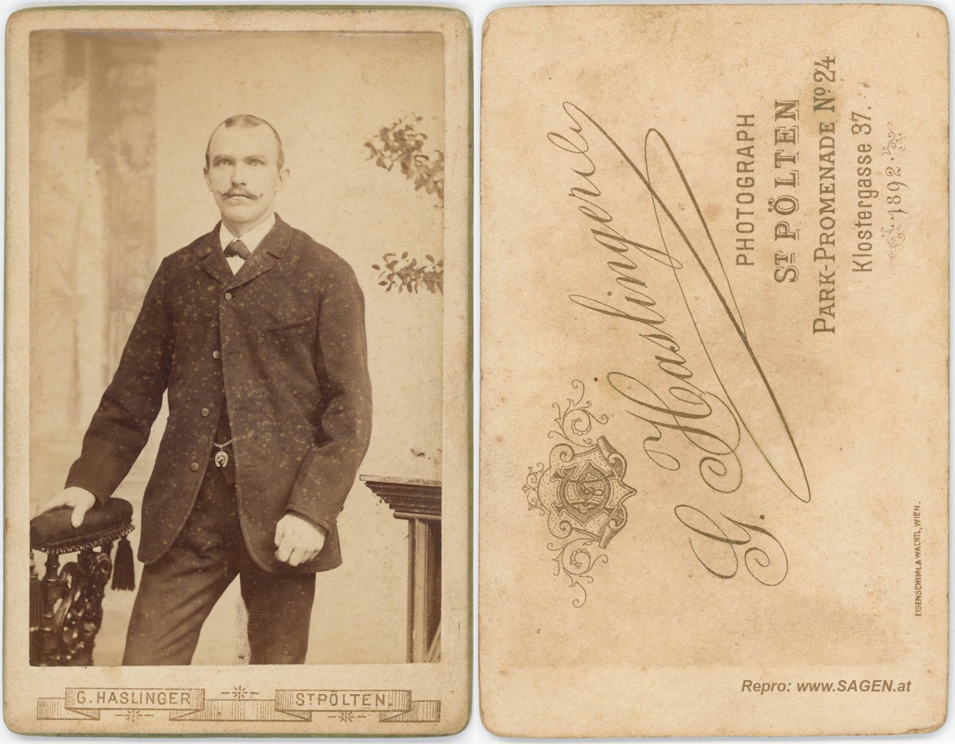 CdV Porträt 1892, Georg Haslinger St. Pölten