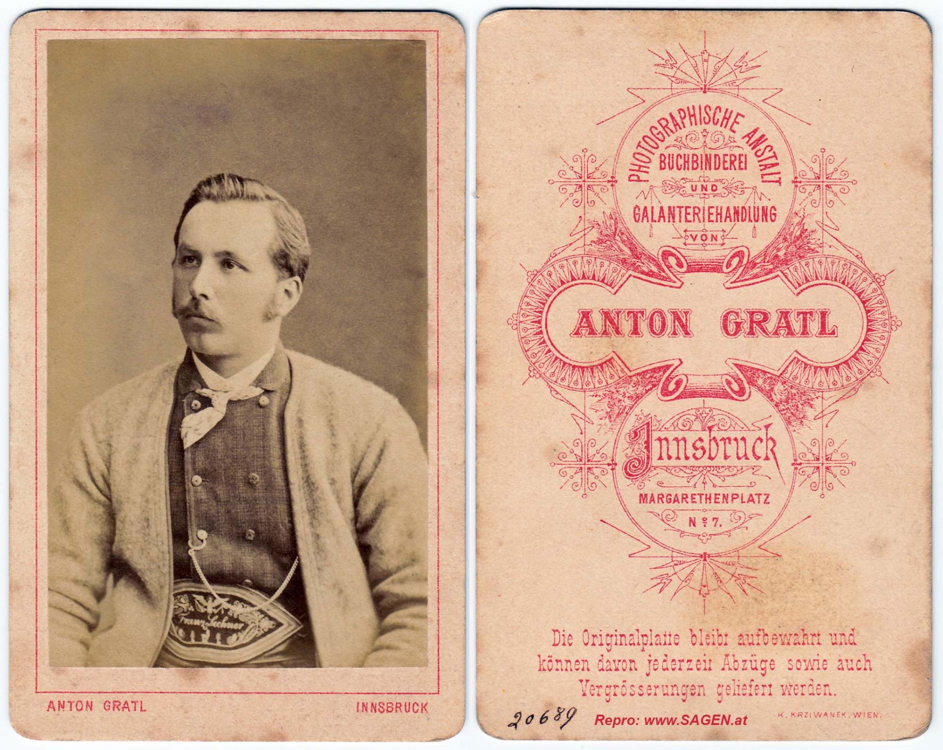 CdV Porträt Atelier Anton Gratl, Innsbruck