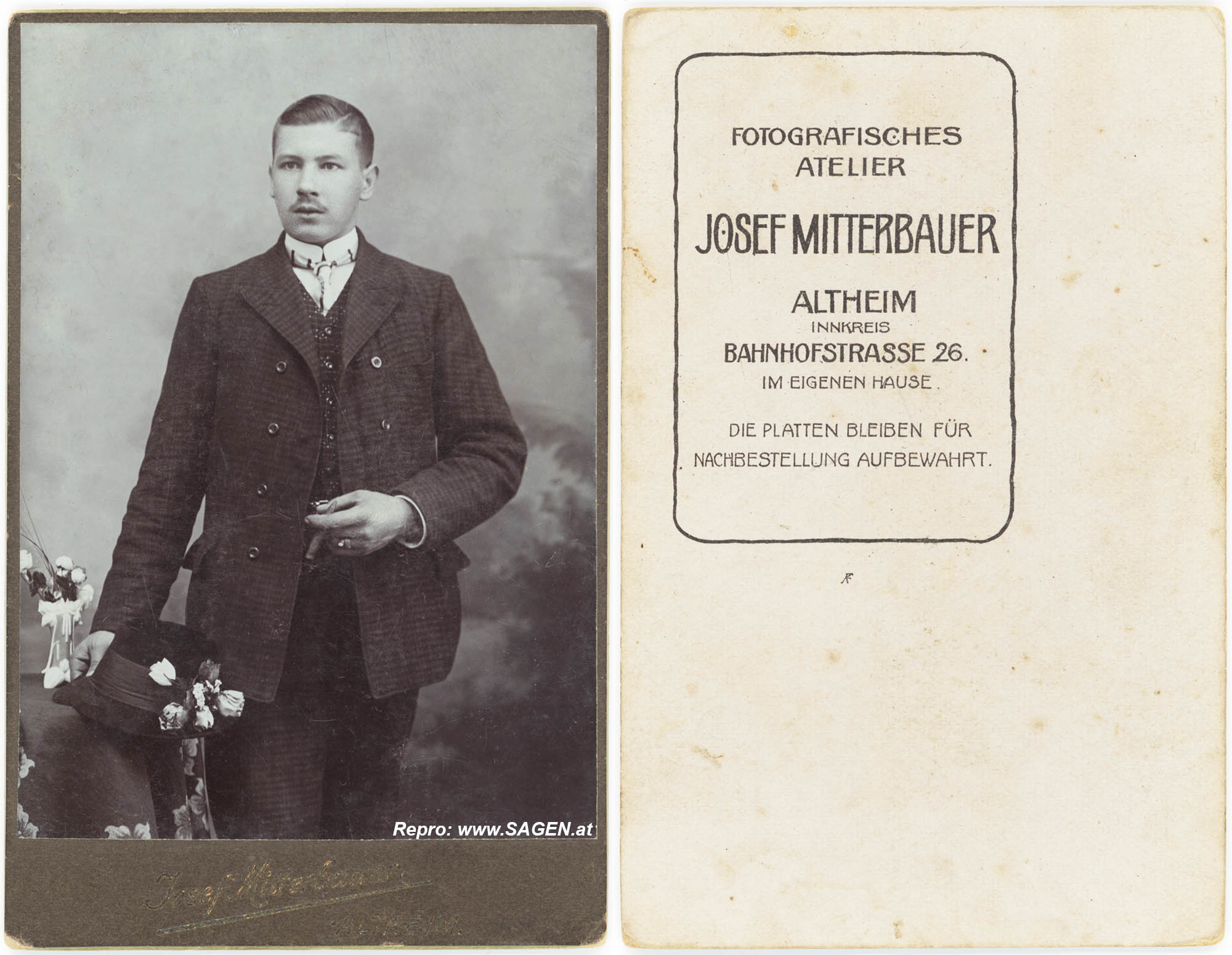 CdV Porträt Atelier Josef Mitterbauer, Altheim