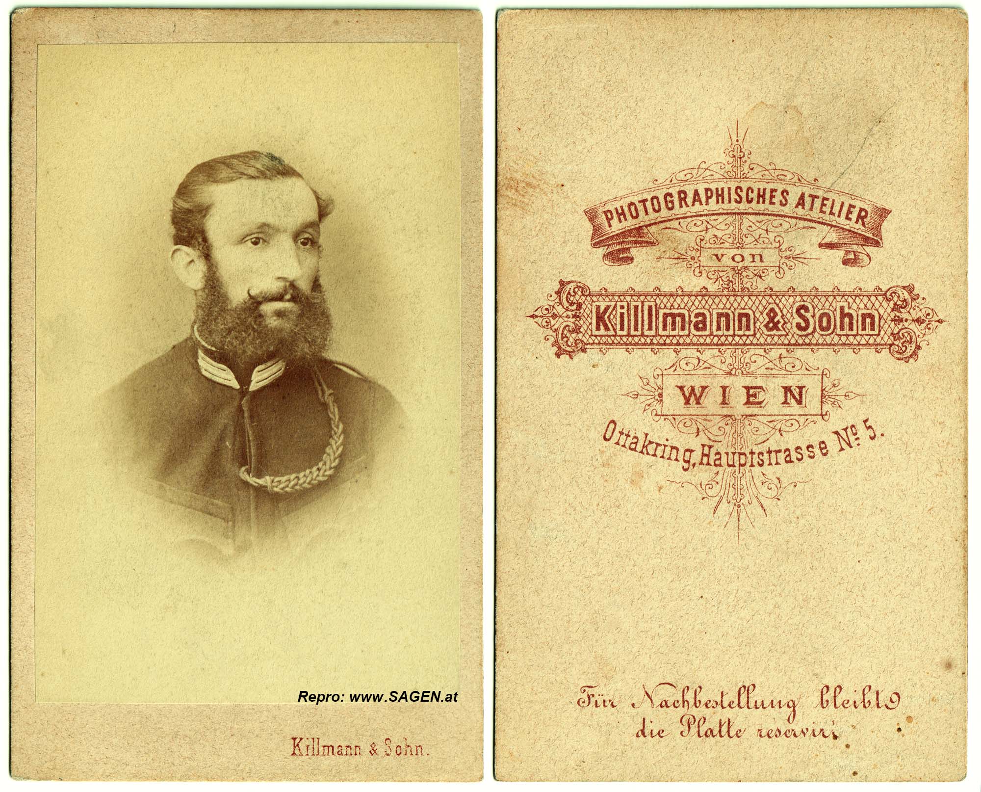 CdV Porträt, Atelier Killmann & Sohn, Wien um 1870