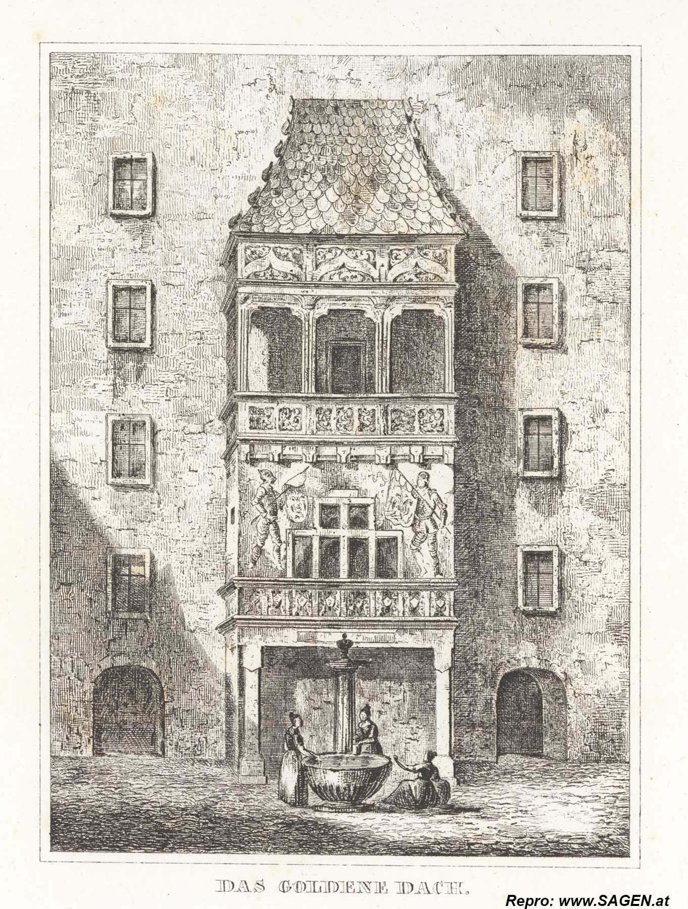 Das Goldene Dach, Stahlstich 1810