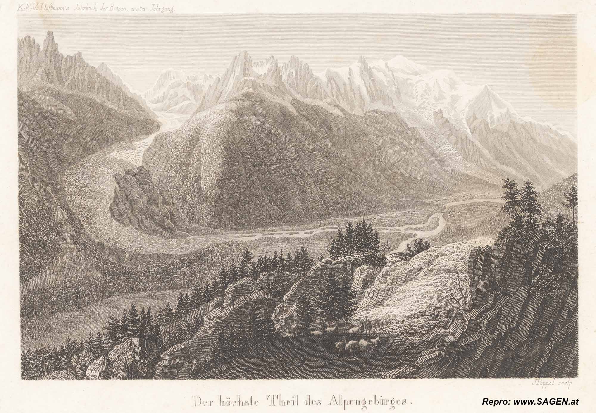 Der höchste Theil des Alpengebirges - Großglockner und Pasterze 1833