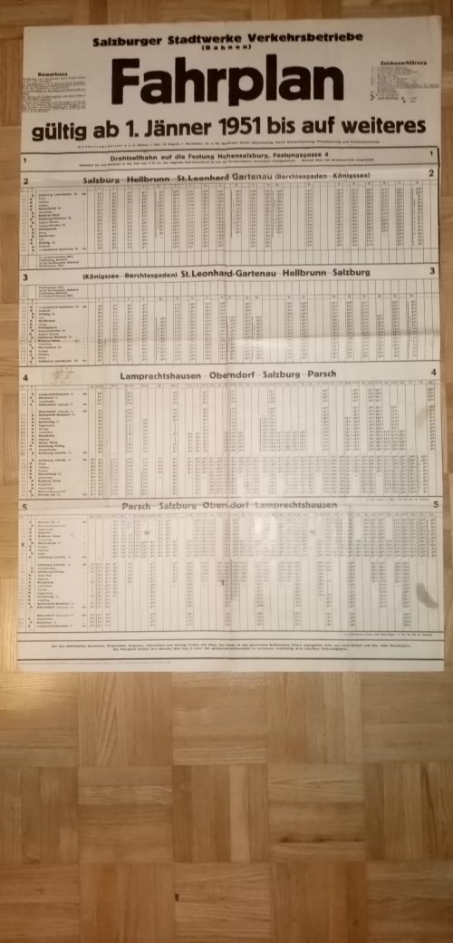 Fahrplan Lokalbahn Salzburg 1951