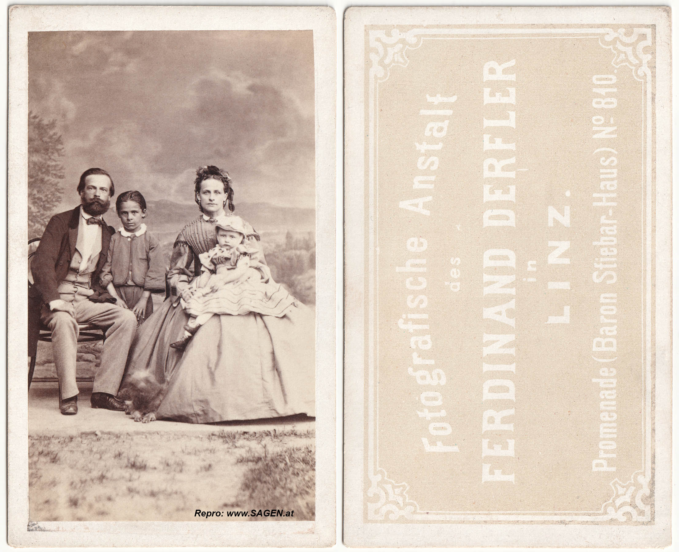 Familienbild bei Ferdinand Derfler in Linz im Jahr 1864