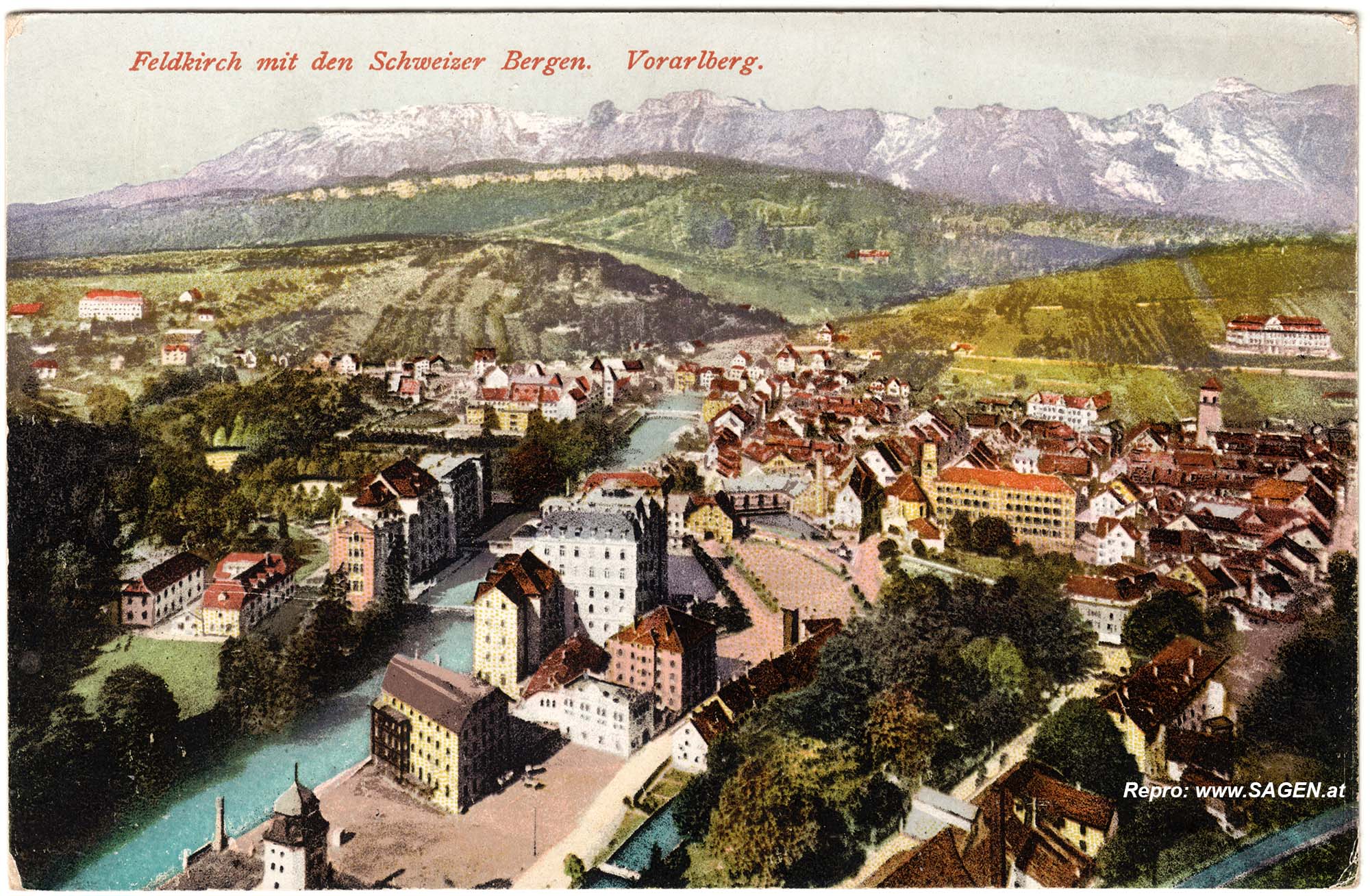 Feldkirch mit den Schweizer Bergen