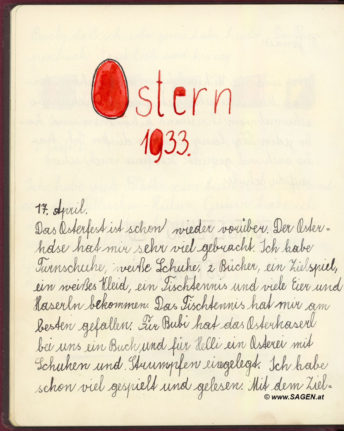Ferien-Tagebuch Elfriede R. 1932 - 1934