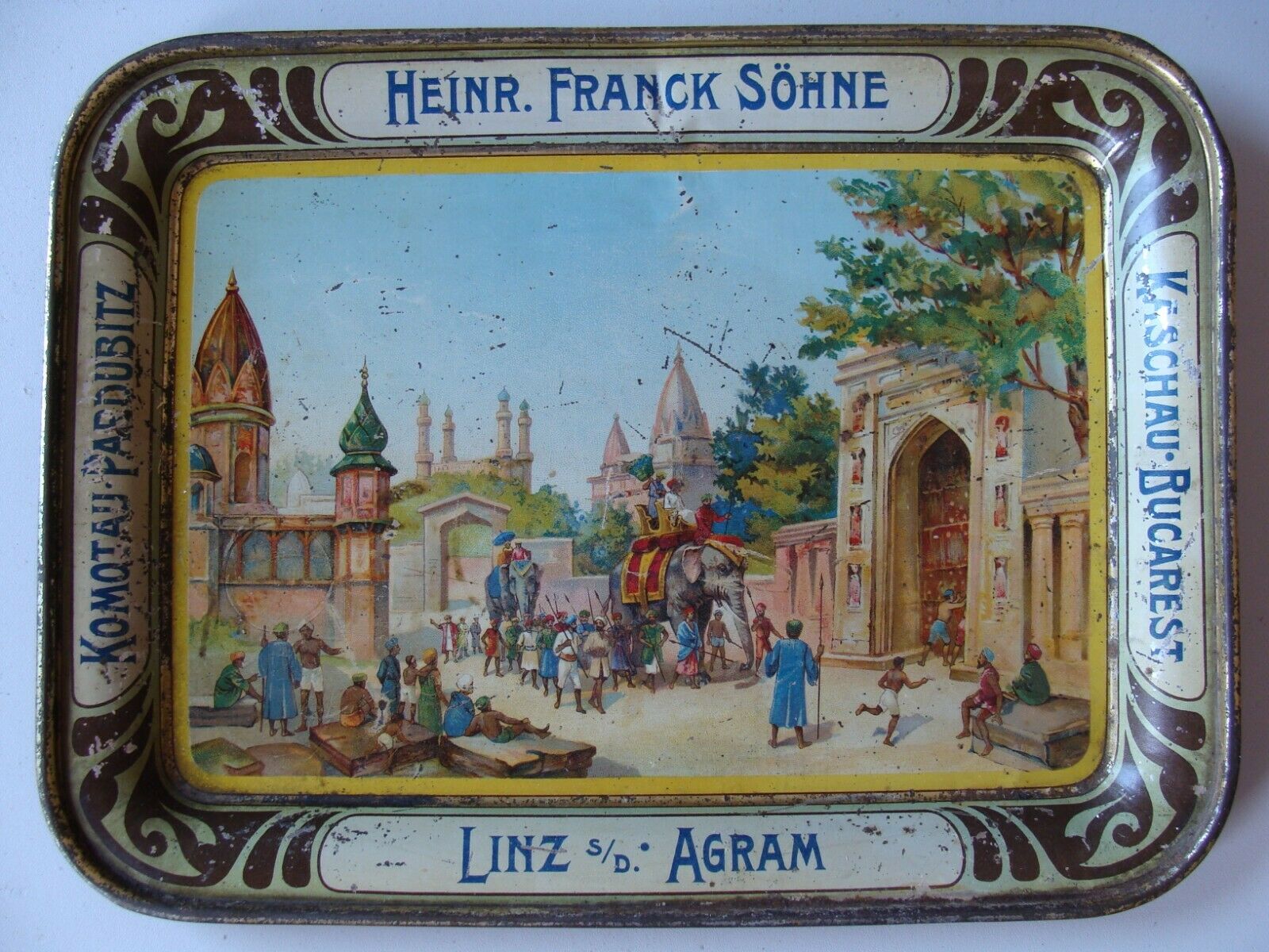 Franck Söhne Linz Werbetablett um 1900