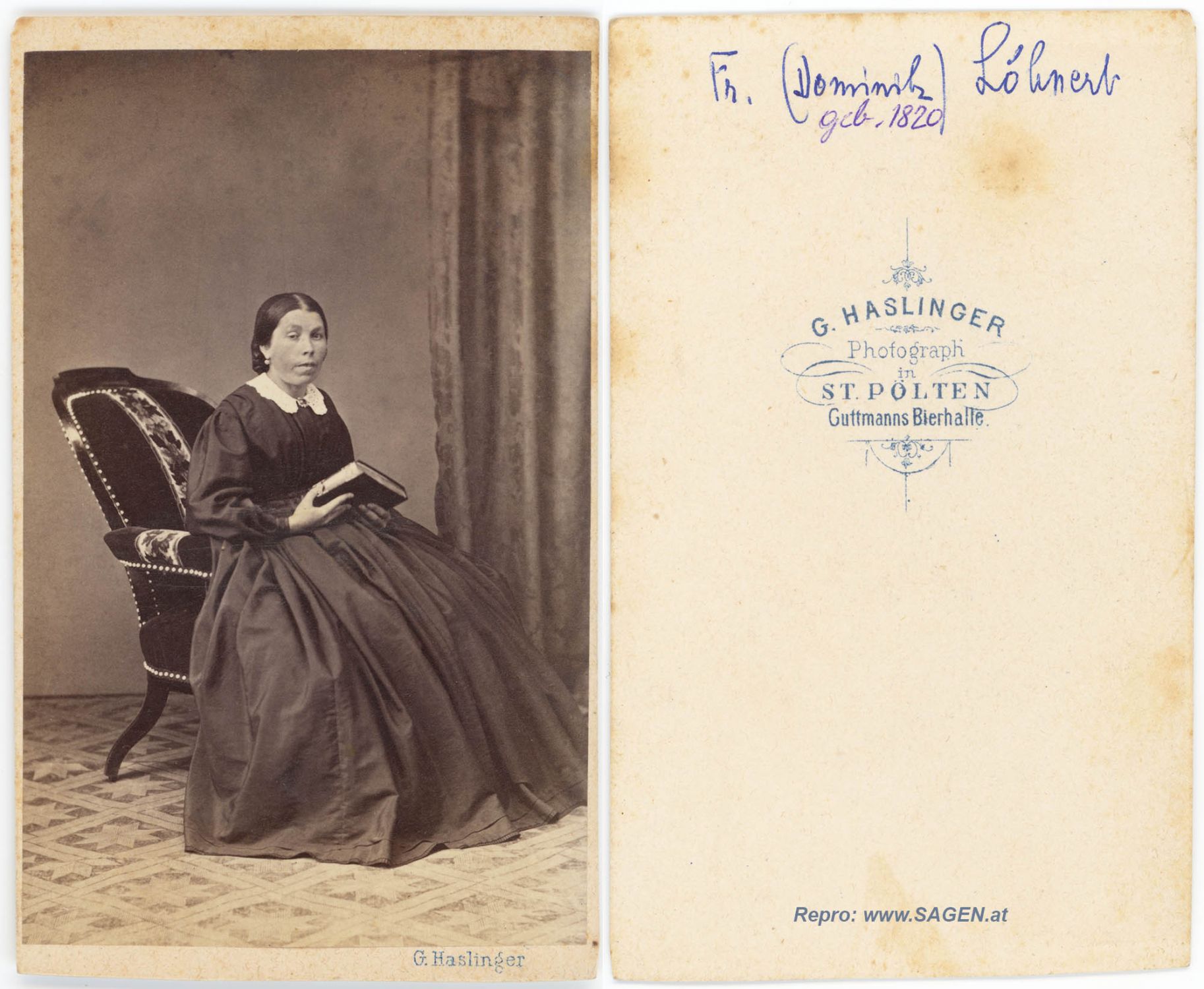Frau Löhnert, geb. 1820, beim Fotografen