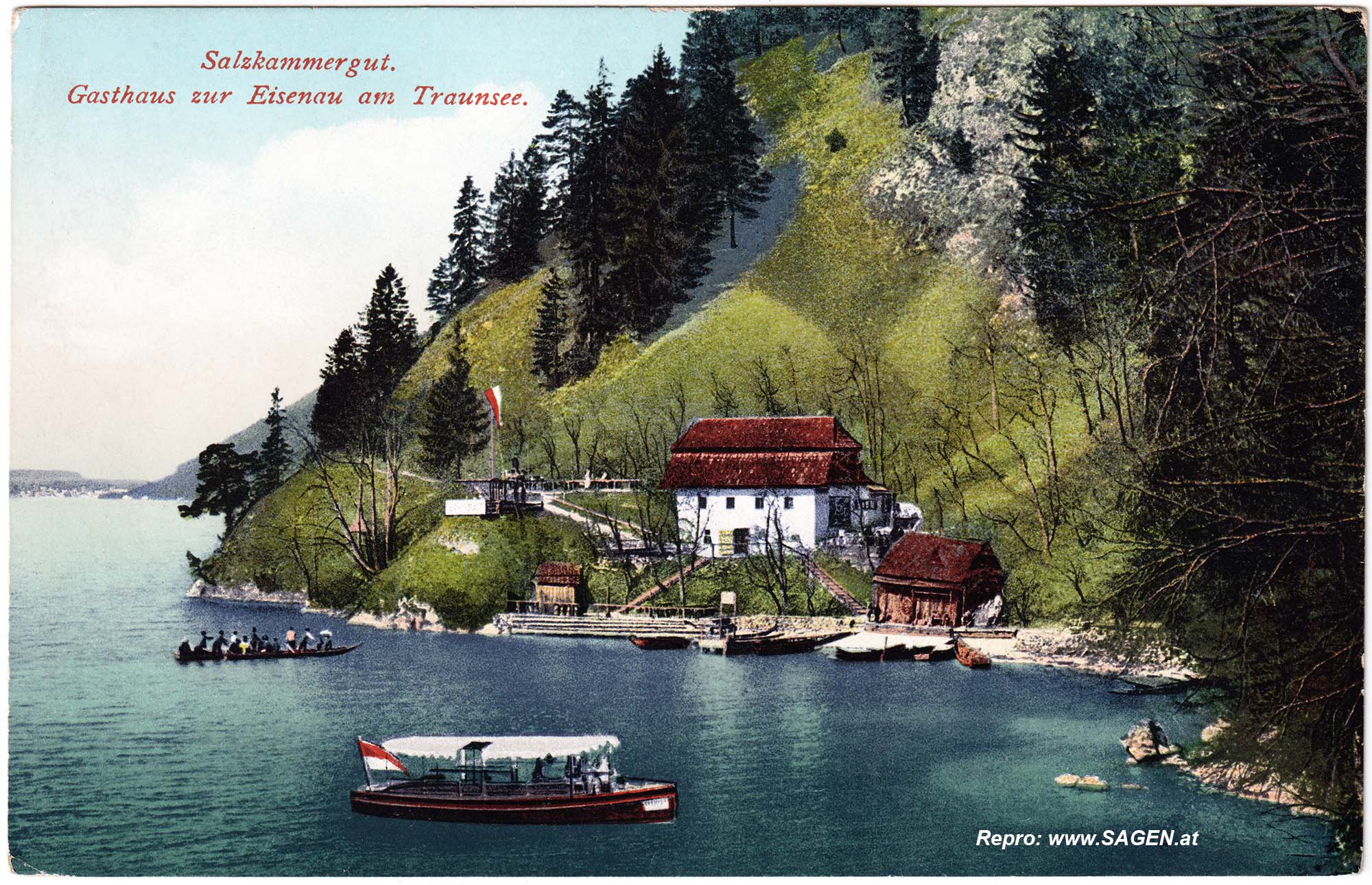 Gasthaus zur Eisenau am Traunsee im Jahr 1911