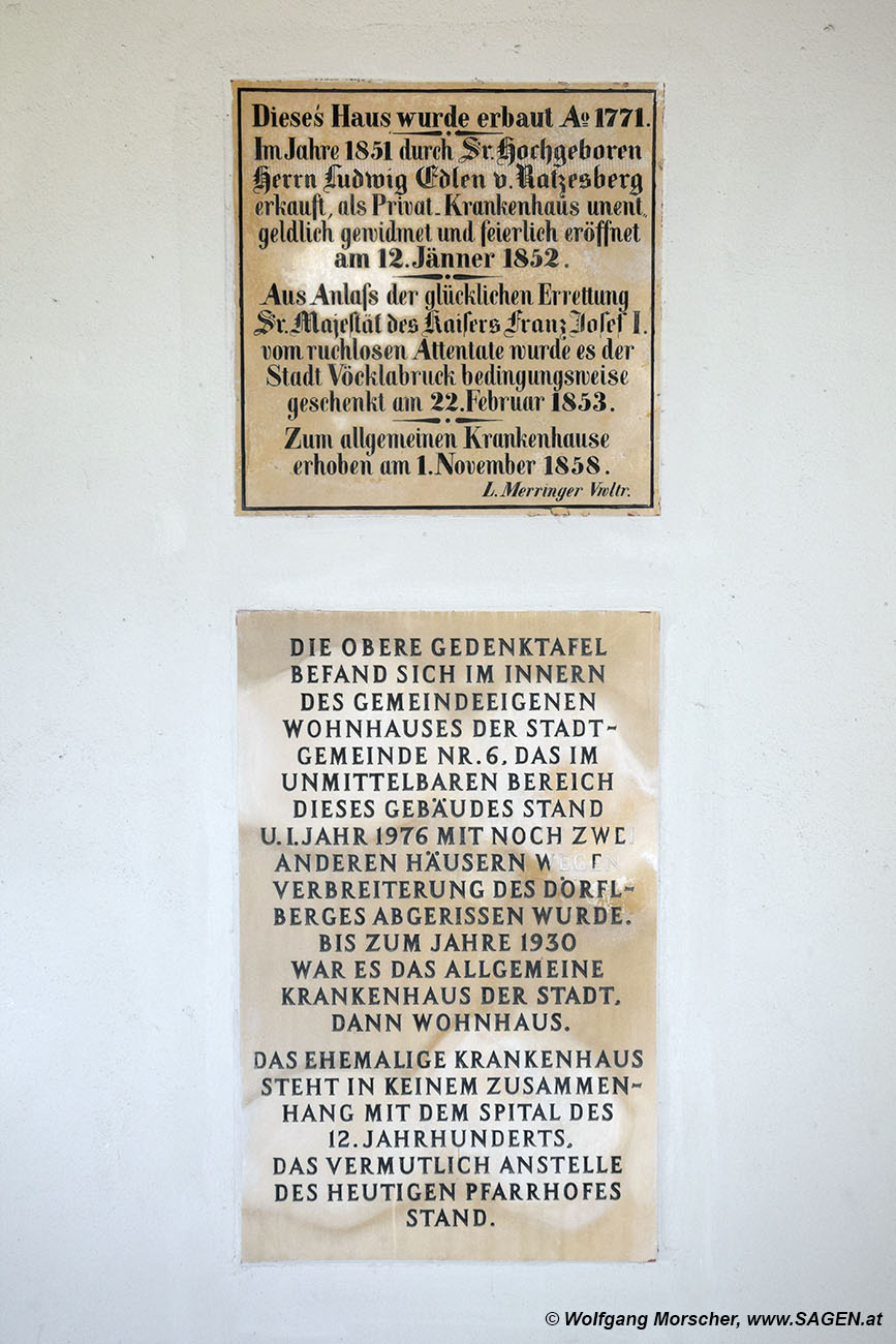 Gedenktafel ehemaliges Krankenhaus Vöcklabruck