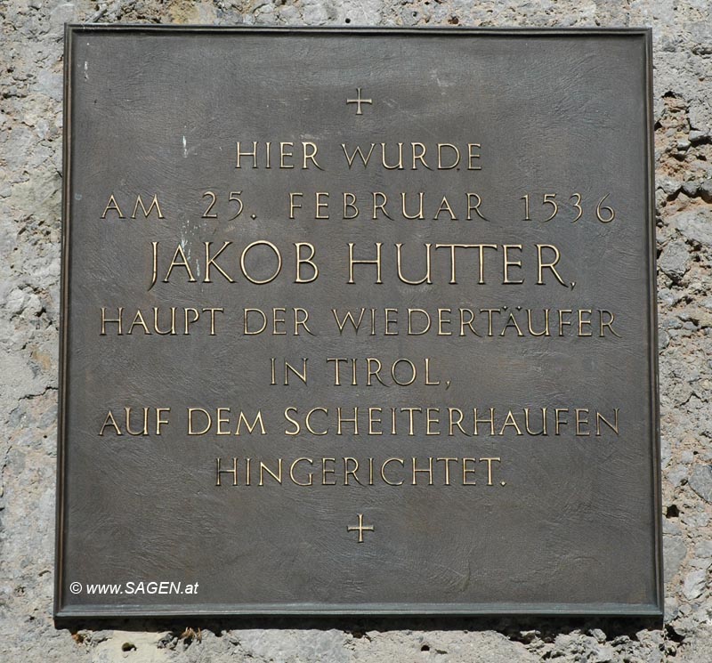 Gedenktafel Jakob Hutter