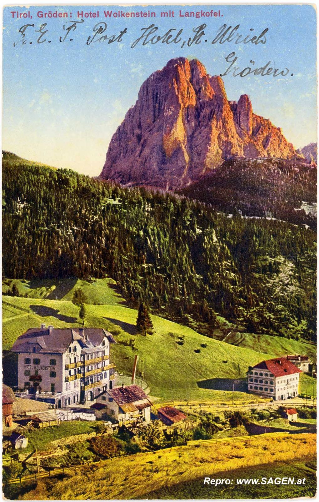 Gröden: Hotel Wolkenstein mit Langkofel