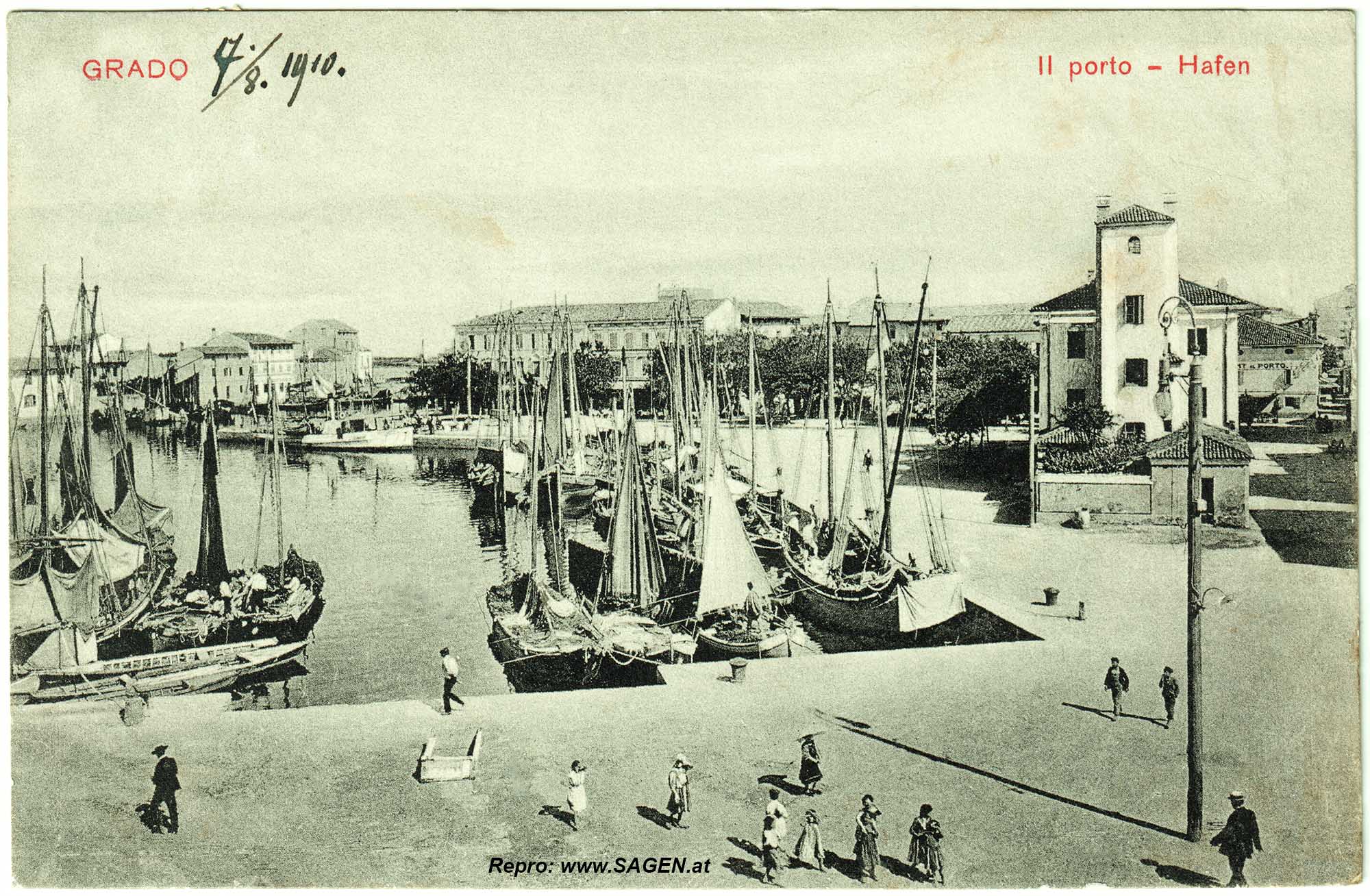 Grado Il porto - Hafen im Jahr 1910