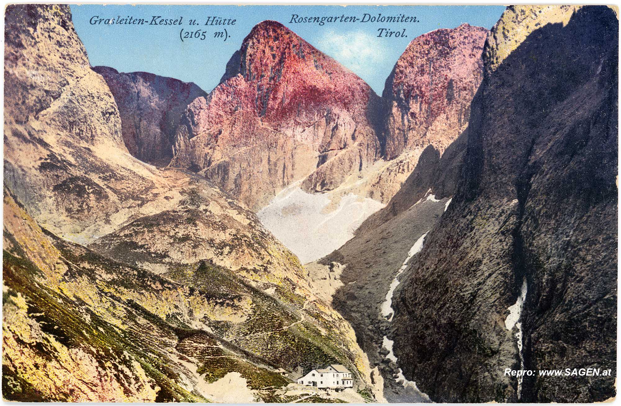 Grasleitenkessel und Grasleitenhütte, Rosengarten, Dolomiten