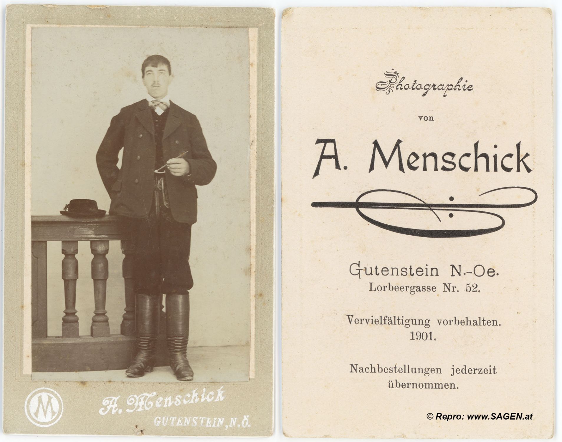 Herrenporträt Atelier Alois Menschick, Gutenstein