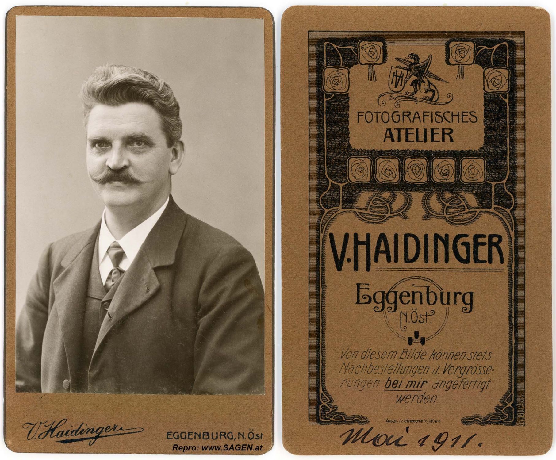 Herrenporträt Atelier V. Haidinger, Eggenburg