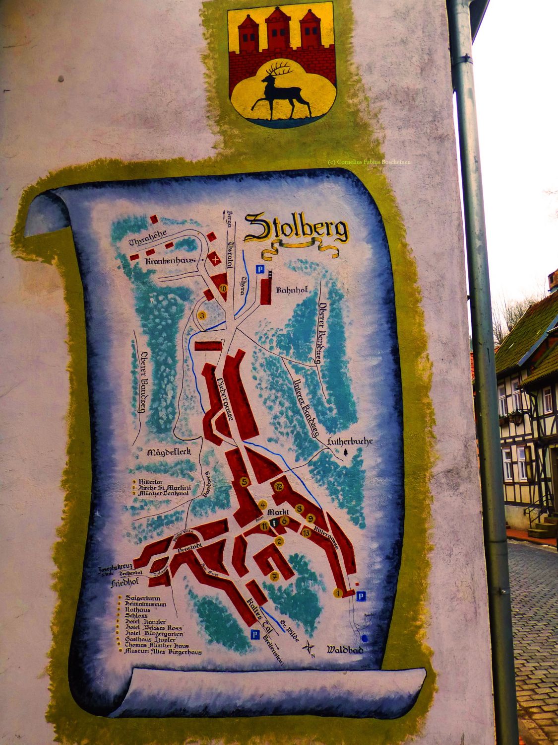 "historische" Stadtkernmalerei als Willkommensgruß in Stolberg/Sü